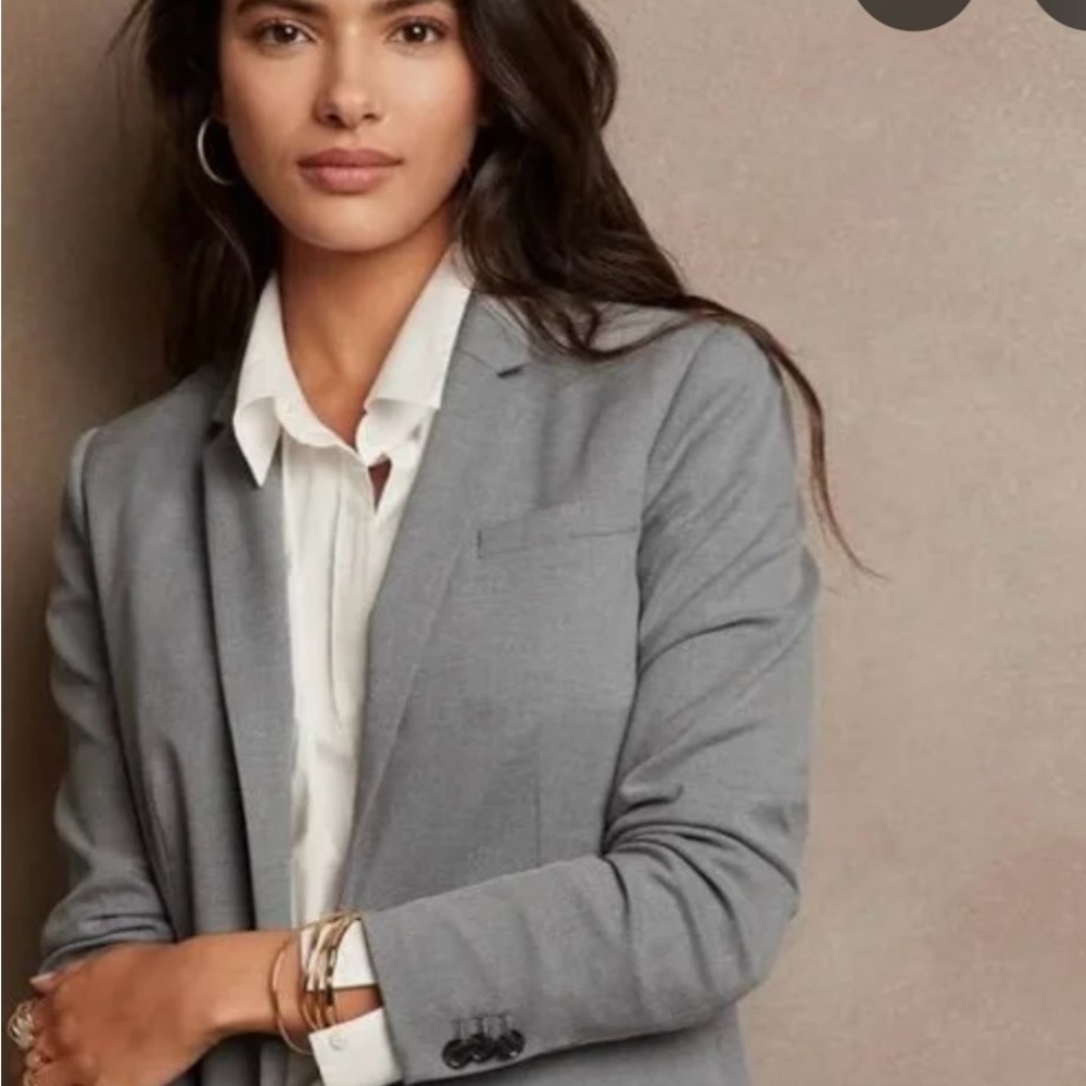 Michael Kors Gray Blazer with Notched Lapel